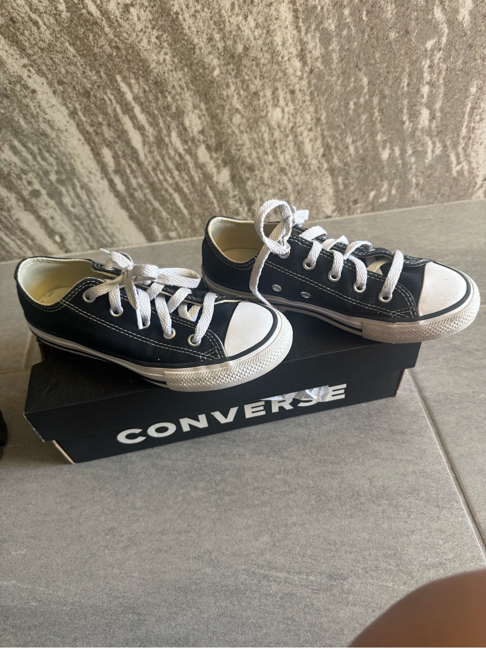 Converse Kids Low Top Canvas Sneakers in Black and White